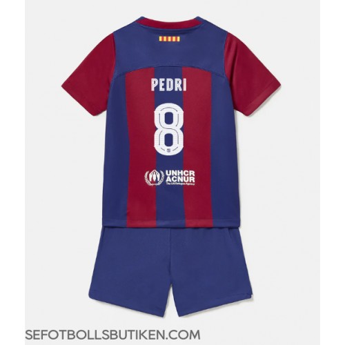 Barcelona Pedri Gonzalez #8 Replika Babykläder Hemma matchkläder barn 2023-24 Korta ärmar (+ Korta byxor)
